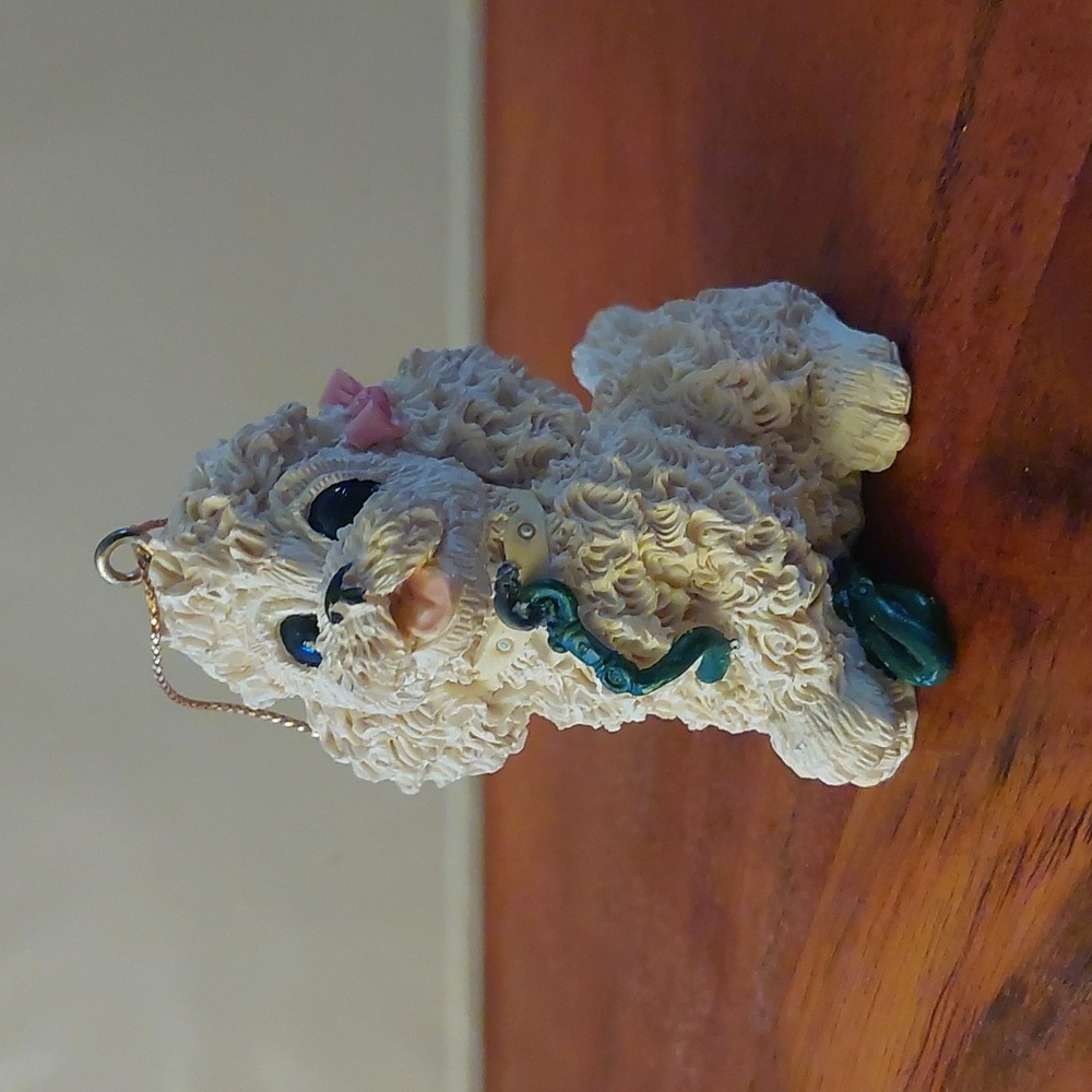 Playful Poodle With Leash Ornament